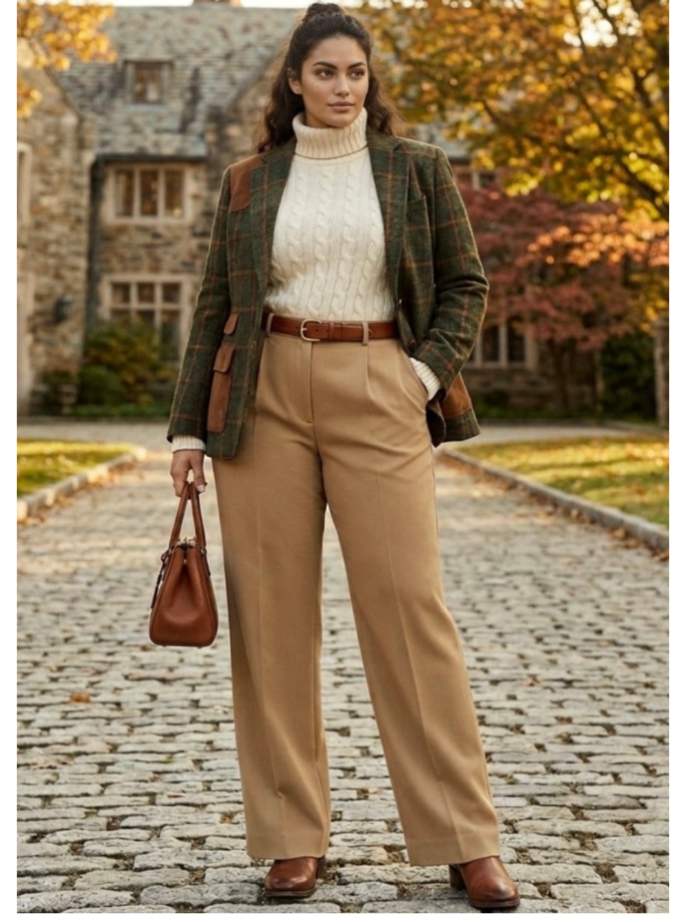 MAXMARA Womans Trousers Wide Leg Trousers Size 8 Beige Tan Wool Vintage